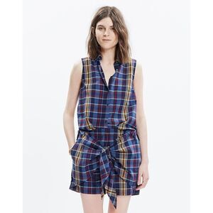 Madewell Tartan Plaid Pull On Skort Tie Front XXS
